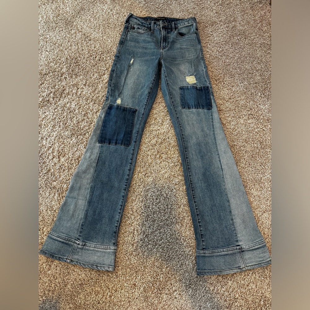 DEAR JOHN HIGH RISE FLARE PATCH JEANS SIZE  26